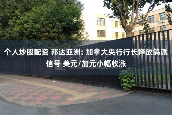 个人炒股配资 邦达亚洲: 加拿大央行行长释放鸽派信号 美元/加元小幅收涨