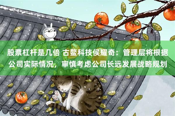 股票杠杆是几倍 古鳌科技侯耀奇：管理层将根据公司实际情况，审慎考虑公司长远发展战略规划
